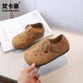 Vancahao niche style design girl cut out birkenstock shoes spring & fallnew arrivalk-stylekids small leather shoes doudou shoes