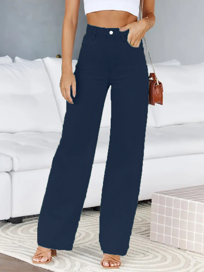 Hot-selling women's denim jeans for cross-border e-commerce: stylish, wide-leg, washable, and stretchy jeans perfect for work or everyday wear