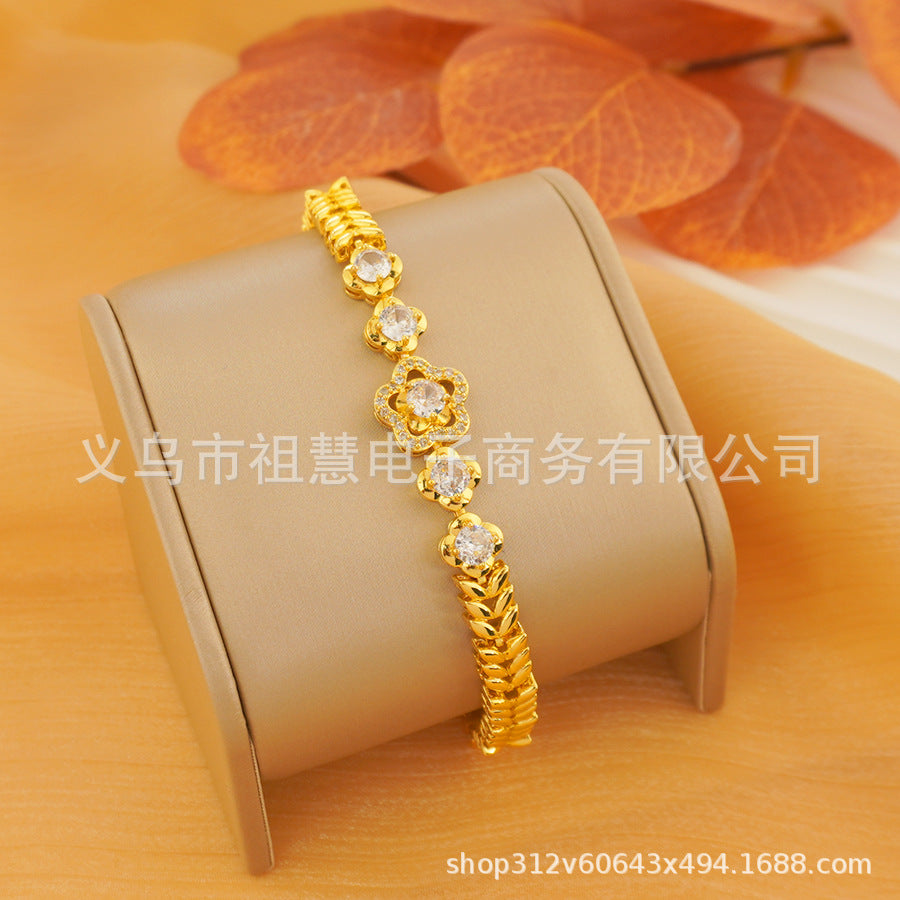 1pcs middle eastern inspired fashion trend plum blossom circle leaf bracelet charm bridal wedding birthday party gift