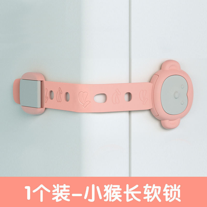 Multifunctional baby anti-pinch drawer lock kidssecurity lock baby protection kids supplies cabinet door bear head lock buckle