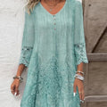 Shipped:  cross-border fashion -  spring/summer new arrivals - solid color lace trim dress (europe & america)