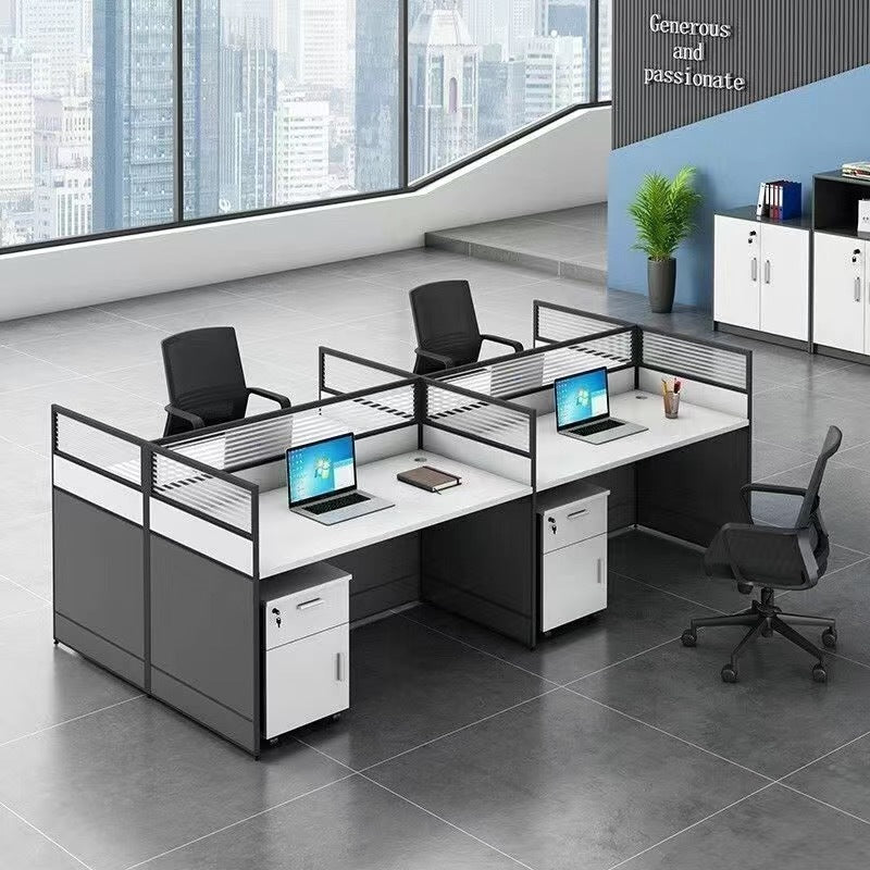 Executive office desk and chair set, four-seat partition, minimalist modern screened workstation, office computer desk for employees