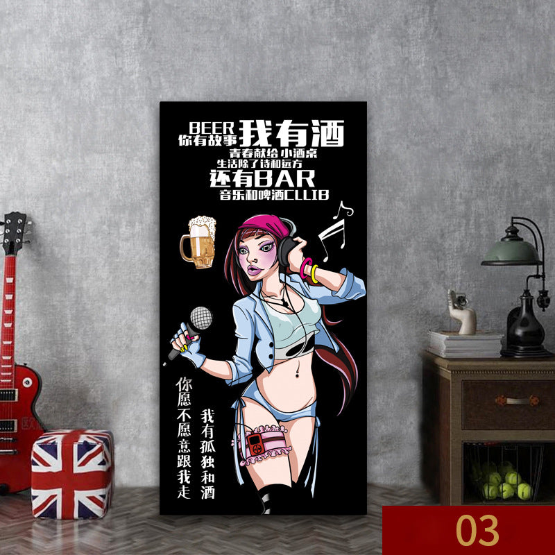 Bar wall decoration painting leisure bar pub box mural industrial style background wall beer KTV hanging painting