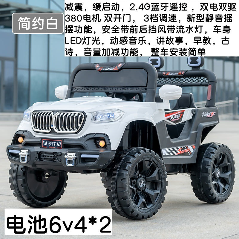 Manufacturer wholesale four-wheel drive toy car can sit double seat remote control off-road stroller, children's electric vehicle four-wheeled car
