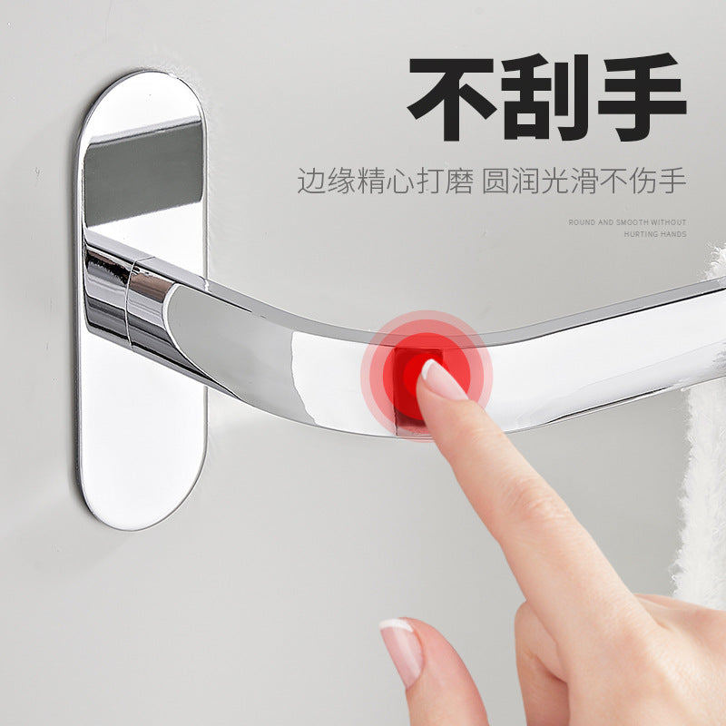 Stainless steel electroplated towel bar single bar double bar bathroom hanging hotel storage hanger toilet towel rack free of punching
