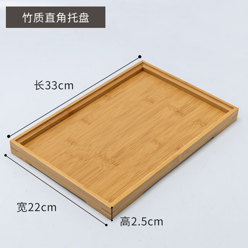Accessible luxury retro nanzhu tea tray tray bamboo commercial rectangular tea tray pastry handle bbq serving plate