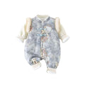 Baby boys and girls full month birthday infant chinese style outfit, traditional hundred-day bodysuit, double-layer formal dress, romper, new year's greeting outfit