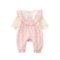 Baby rompers spring & autumn double layer outwear baby girl hundred days western style haki floral princess style outwear