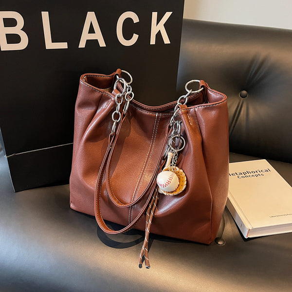 Women's simple and gentle handbag 2025 spring new commuter shoulder underarm bag tote bag tide
