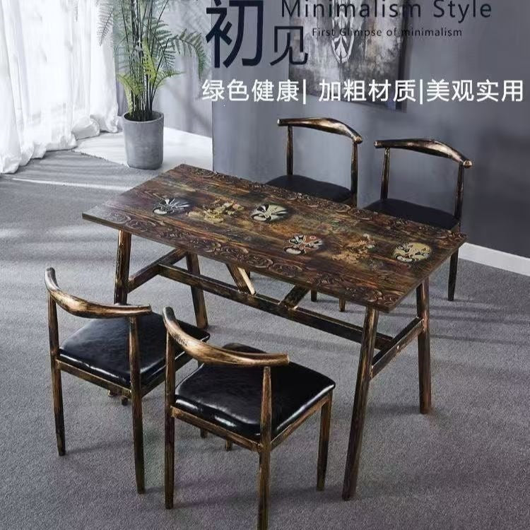 Commercial retro dining table set for restaurants, cafeterias, bbq outlets, and fast food chains - ideal for desserts, snacks, and milk tea