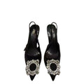 Za dtm2024springnew arrival thin heel flats black high heel pointed elegant tweed style mule shoes flats women