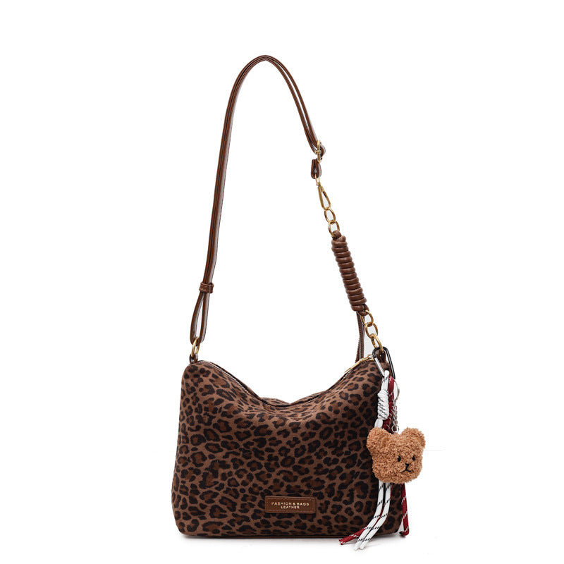 2025 new design leopard print shoulder & crossbody bag - large capacity tote bag - vintage effortless style fashion handbag