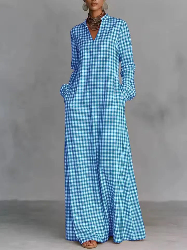 European and american cross-border  independent station y2 fashion women's plaid loose slimming look long knee-length shirt skirt casual