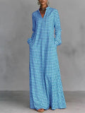 European and american cross-border  independent station y2 fashion women's plaid loose slimming look long knee-length shirt skirt casual