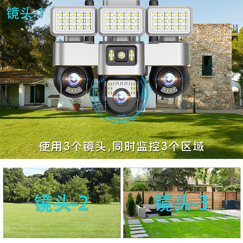 Cross-border three-gimbal three-eye camera   security night vision outdoor waterproof surveillance camera