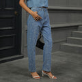 Wish fashion cross-border e-commerce women's clothing  independent website autumn new washed pearl denim straight-leg pants