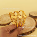 Trendy bohemian gold-plated copper bangle with open-end design - a high-end, luxurious bracelet perfect as a bridal gift