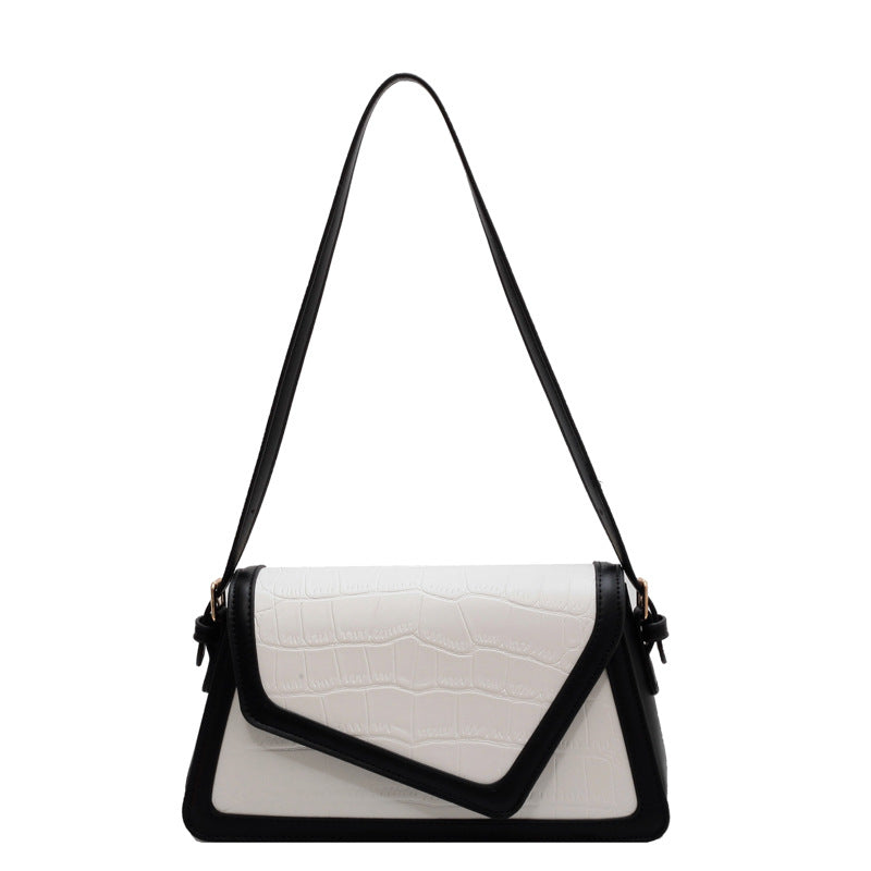 Cross-border new crocodile pattern armpit bag, simple texture and contrasting color, shoulder messenger bag, fashionable and versatile portable small square bag.