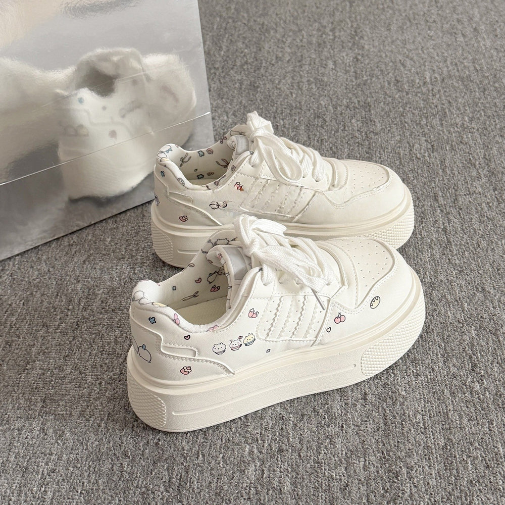 Thick solewhite shoes women's 2026springnew arrival women's shoes easiest for match student casual sneakers petites heightened bread shoes