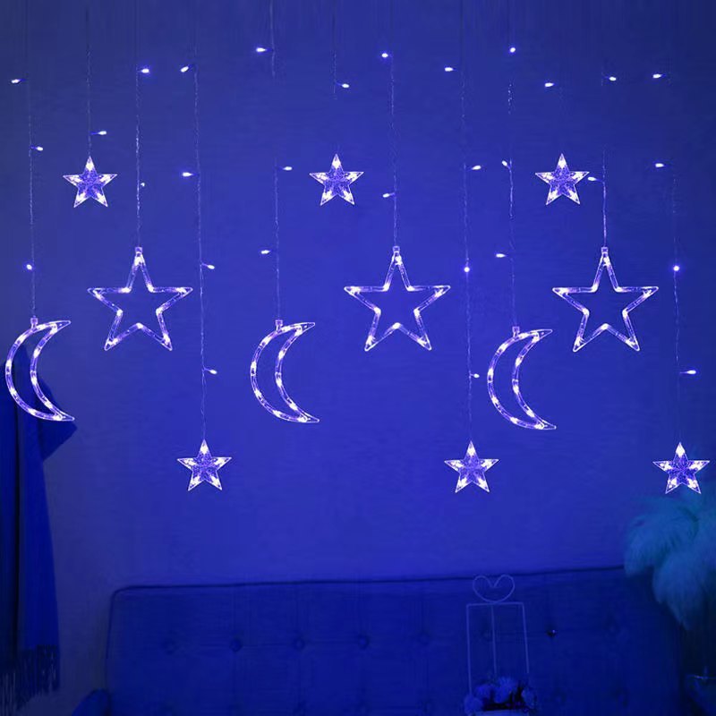 Led  star and moon lights flashing lights string lights Gypsy curtains lights birthday room decorative lights star lights