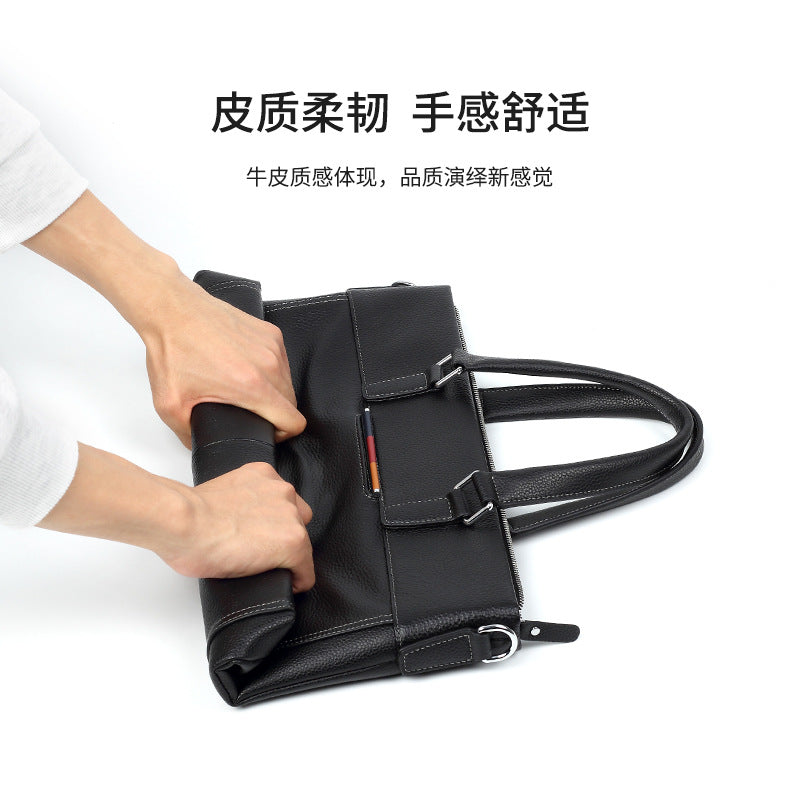 New leather men's bag large capacity men's briefcase casual fashion computer bag first layer cowhide men's handbag