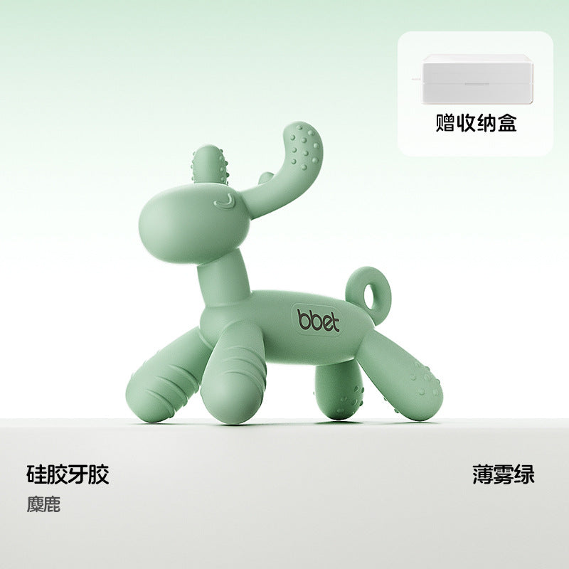 Teether baby teething stick food grade silicone soothing anti-eating hand toy handy gadget baby bite gum uv dustproof