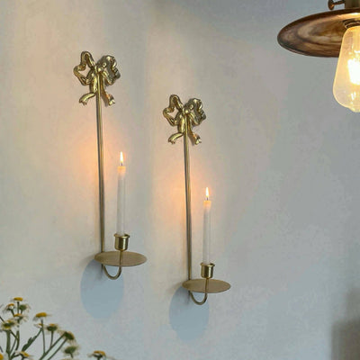 Vintage distressed bow iron wall hanging decorative candlestick wall ornament home restaurant wall decoration