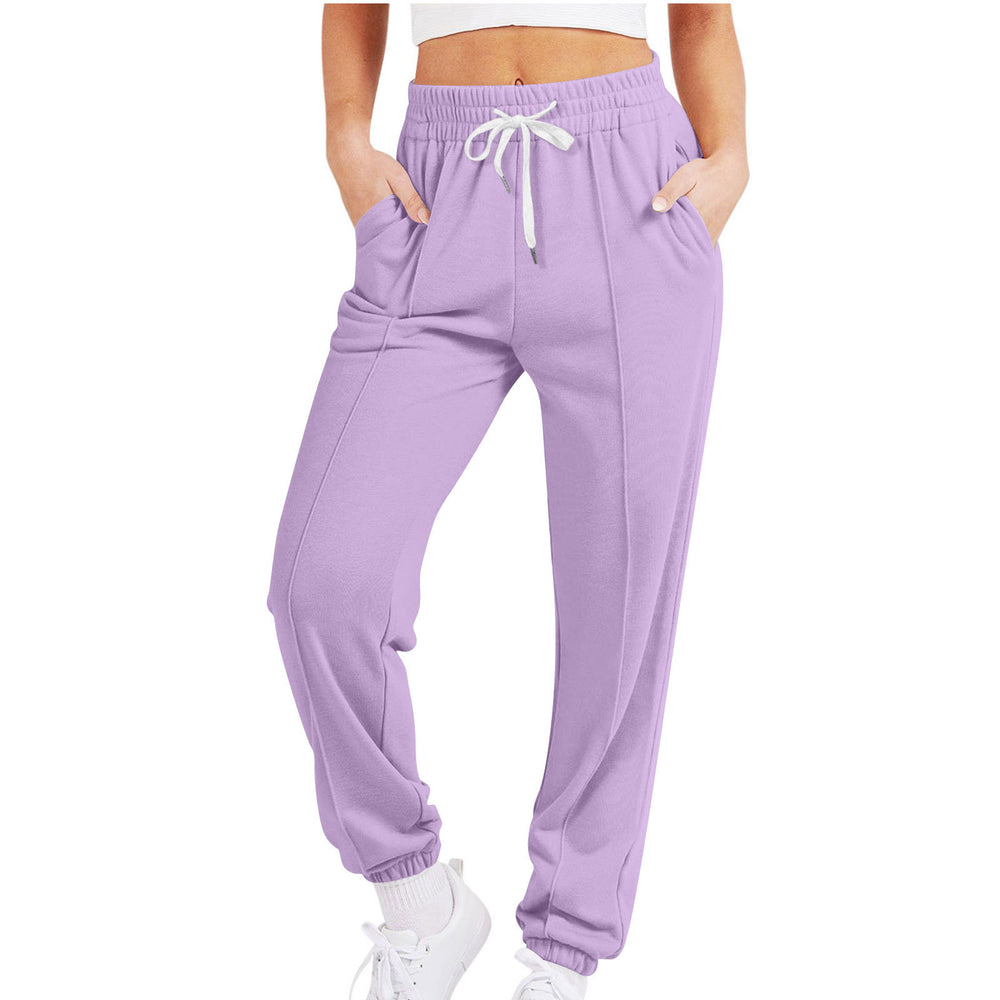 european and american export cross-border  women's casual drawstring solid color athletic joggers