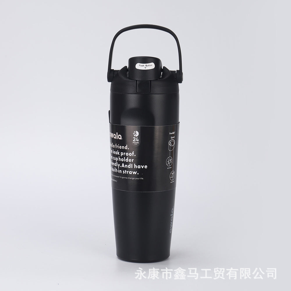 New arrival high-looking owala fruit cup outdoor portable satchel car cup 304 stainless steel straw thermos cup