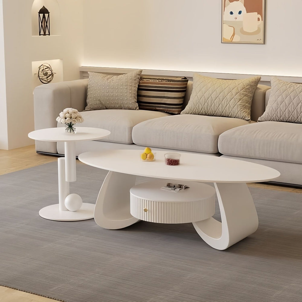 Coffee table cream style slate coffee table oval coffee table for home living room small apartment simple modern