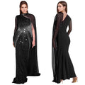 C7397 cross-border   fashion women's elegant bodycon sexy mesh rhinestone dress