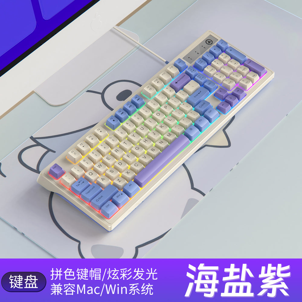Silver sculpt km800 custom gaming keyboard and mouse combo - colorful wired illuminated desktop pc accessories - 98 keys