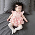 Infant summersweetoutwear hairy baby girl small fresh flying sleeves lace covered skirt elegantoutwear hairy
