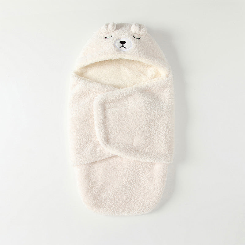 Newborn baby autumn/winter thickened warm swaddle blanket, anti-startle coral fleece swaddle sleep sack for young babies - new arrival