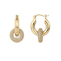 14k gold plated convertible chunky huggie earrings for women | full diamond zircon thick hoop earrings