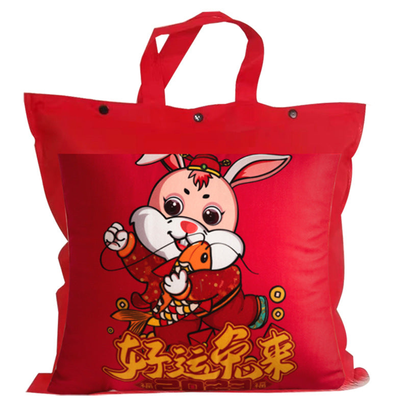 Year of the rabbit pillow personalized with printed corporate logo opening gift cushion festive red pillow factory wholesale sofa