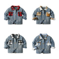 Autumn new arrivals: kids' denim jacket, plaid cropped top, trendy short jacket, denim outfit for boys and girls