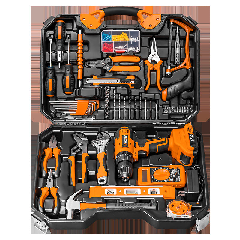 Factory direct sales household hardware tool set lithium battery power tool hand drill combination set toolbox