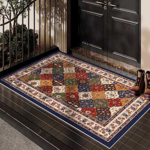 Cross-border ethnic style door floor mat, silk ring PVC non-slip rubbing foot pad, door entrance household carpet retro