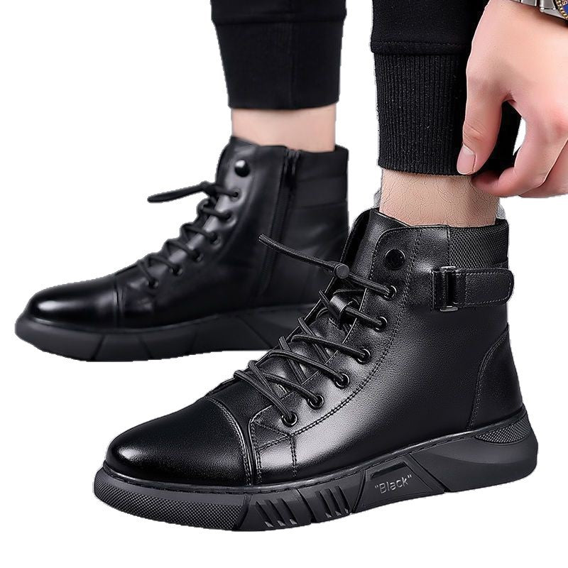 Men's martin boots: new 2025 autumn/winter collection - fleece-lined, british style, high-top casual leather shoes, non-slip soft leather men's footwear