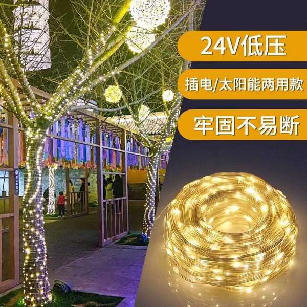 led new solar leather line light Gypsy around tree light, ambient light Outdoor low voltage festival, garden decoration