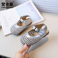 Vancahao girls' sandals: new summer  collection - kids' woven closed-toe first walker shoes, korean style girls' beach sandals