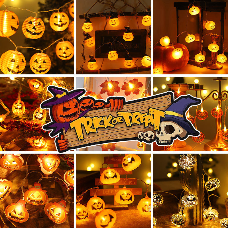 Cross-border wholesale Halloween led light string usb courtyard decoration pumpkin lamp indoor festive atmosphere string light battery box