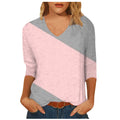 cross-border  women's casual v-neck 3/4 sleeve t-shirt top - in stock