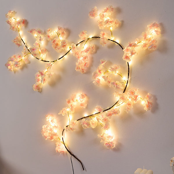 LED branch light copper wire rattan light cherry blossom wedding decoration indoor atmosphere modeling light bendable lantern string