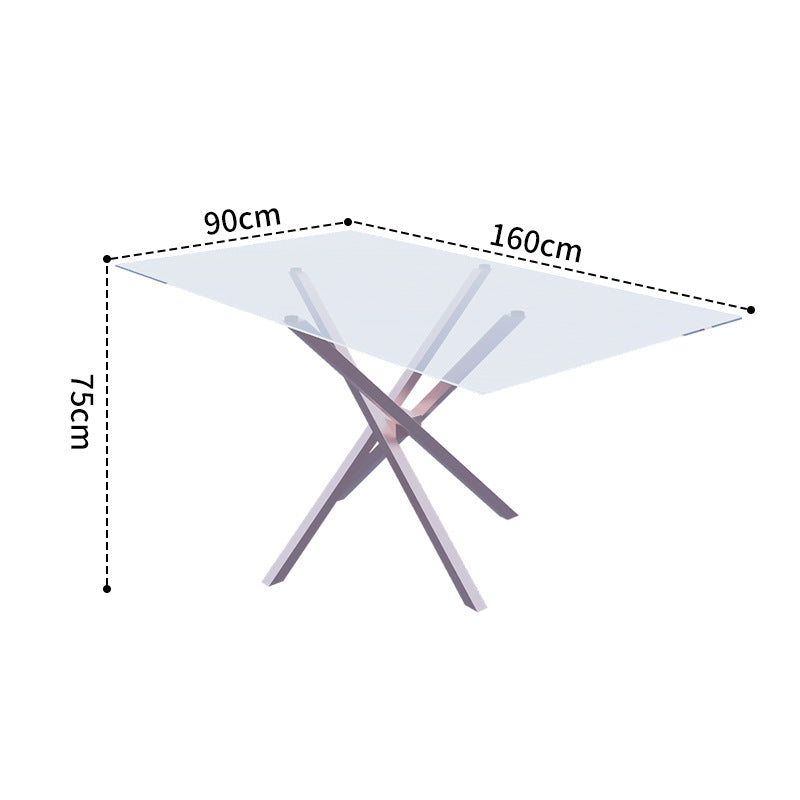 Factory direct wholesale custom modern minimalist tempered glass office desk conference table carbon steel design transparent home dining table