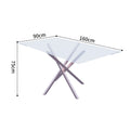 Factory direct wholesale custom modern minimalist tempered glass office desk conference table carbon steel design transparent home dining table