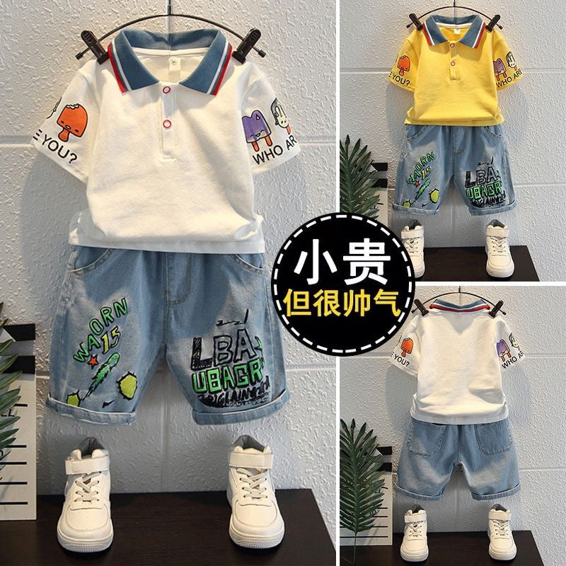 Boys' summer outfit set: stylish  new arrival - korean fashion, trendy short-sleeve, perfect for boys