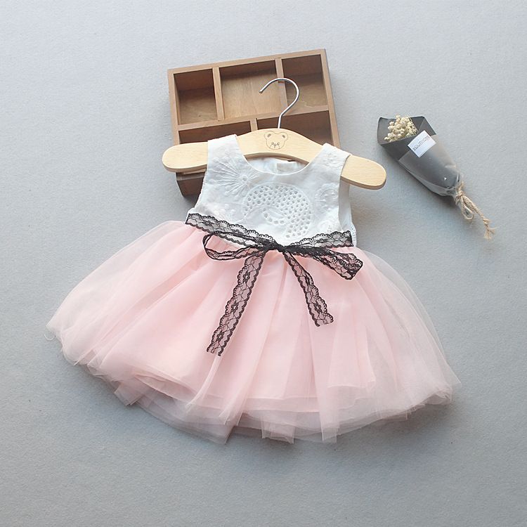 Summer new baby princess dress girls sleeveless vest dress infant lace tie-up dress - dropshipping available
