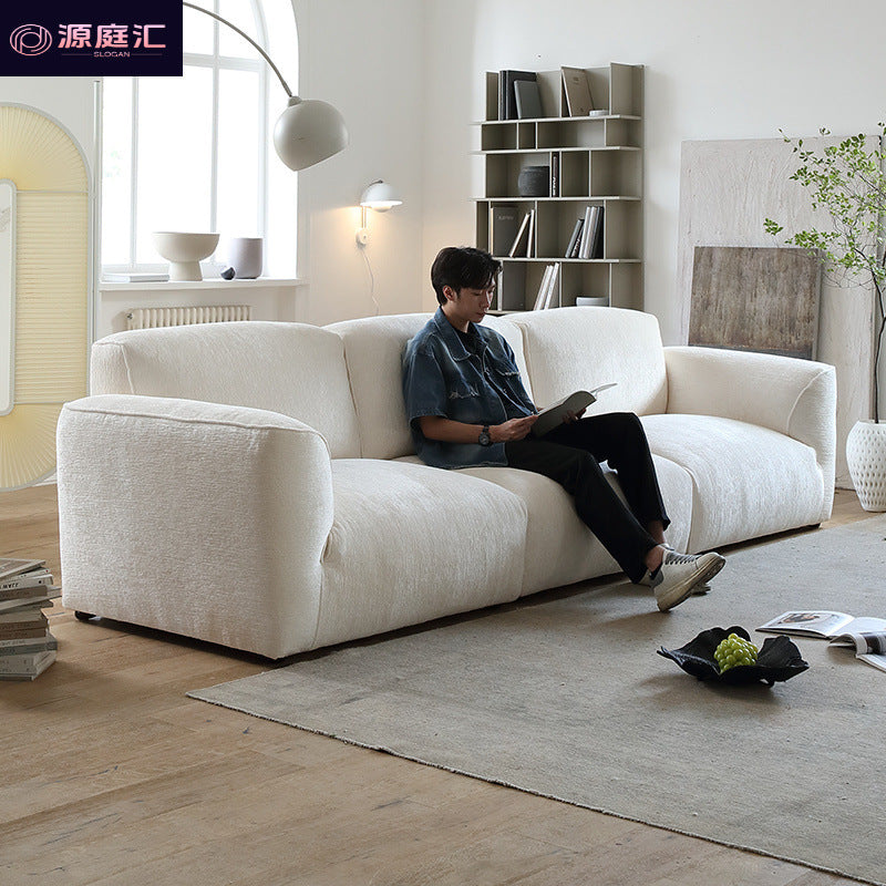 Fabric sofa italian style minimalist living room small apartment minimalist big black cow chenille velvet sofa straight row modular sofa